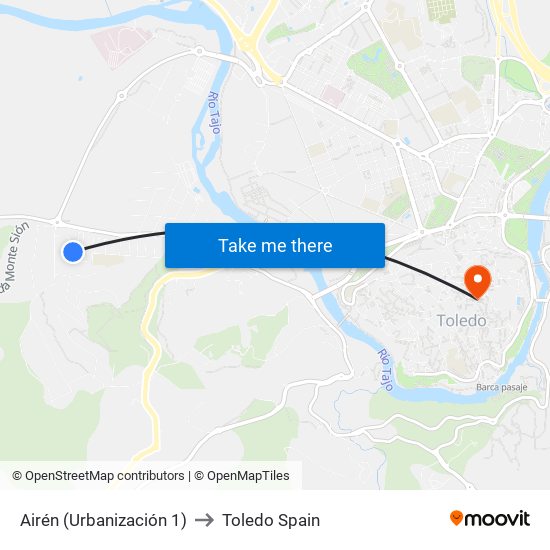 Airén (Urbanización 1) to Toledo Spain map