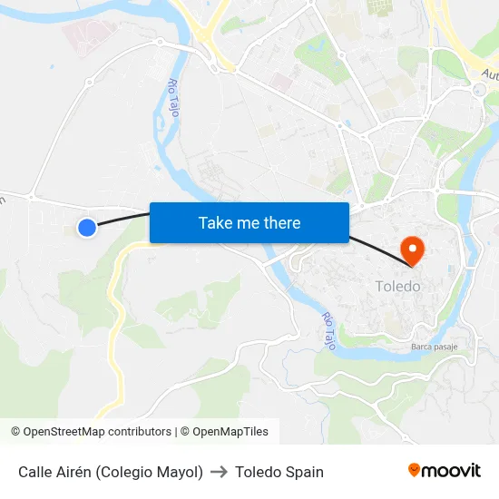 Calle Airén (Colegio Mayol) to Toledo Spain map