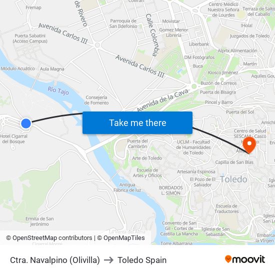 Ctra. Navalpino (Olivilla) to Toledo Spain map