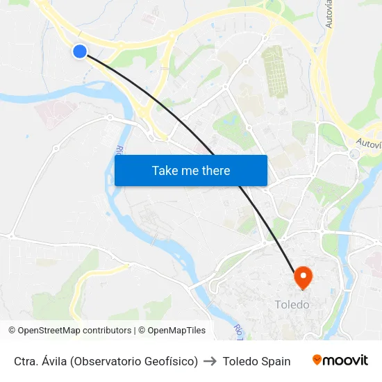 Ctra. Ávila (Observatorio Geofísico) to Toledo Spain map