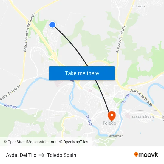 Avda. Del Tilo to Toledo Spain map