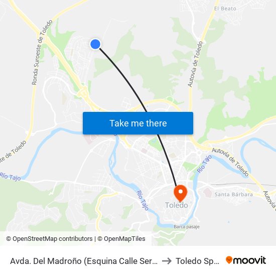 Avda. Del Madroño (Esquina Calle Serbal) to Toledo Spain map