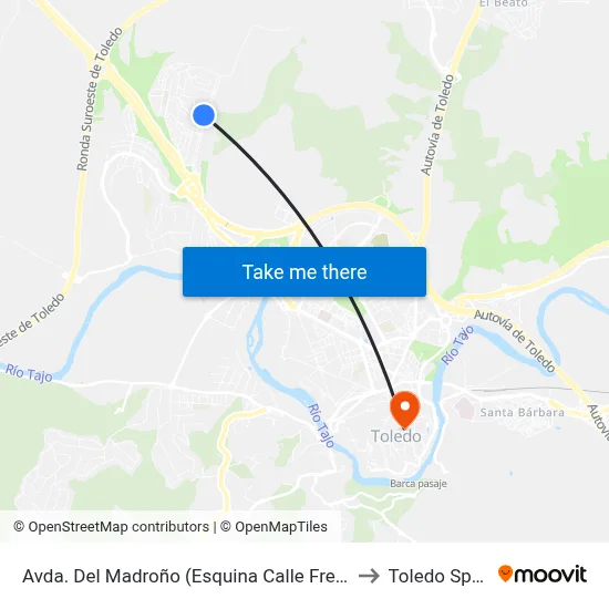 Avda. Del Madroño (Esquina Calle Fresno) to Toledo Spain map