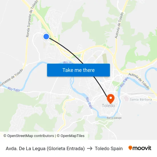 Avda. De La Legua (Glorieta Entrada) to Toledo Spain map
