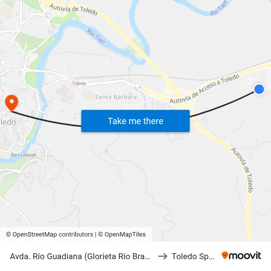 Avda. Río Guadiana (Glorieta Río Bracea) to Toledo Spain map