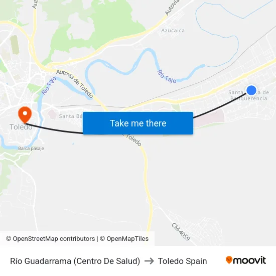 Río Guadarrama (Centro De Salud) to Toledo Spain map