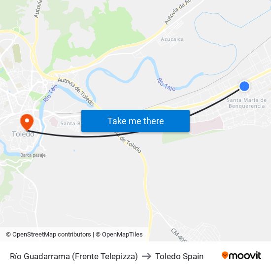 Río Guadarrama (Frente Telepizza) to Toledo Spain map