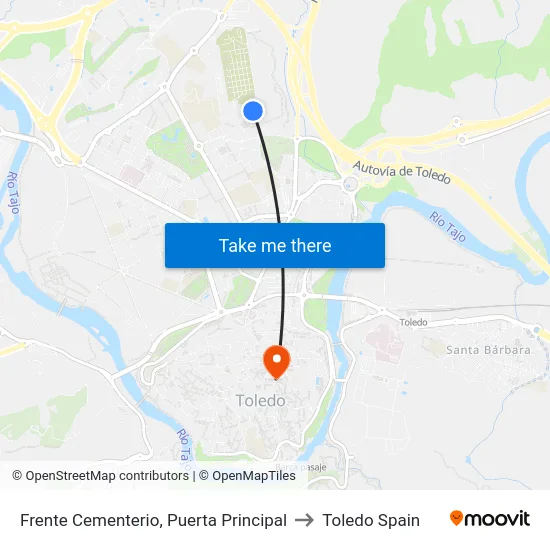 Frente Cementerio, Puerta Principal to Toledo Spain map
