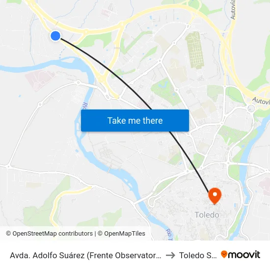 Avda. Adolfo Suárez (Frente Observatorio Geofísico) to Toledo Spain map