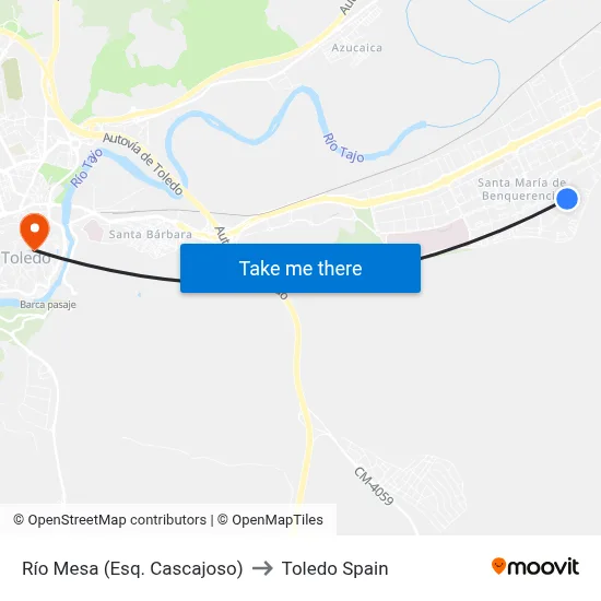 Río Mesa (Esq. Cascajoso) to Toledo Spain map