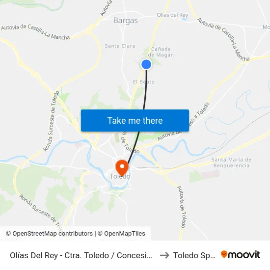 Olías Del Rey - Ctra. Toledo / Concesionario to Toledo Spain map