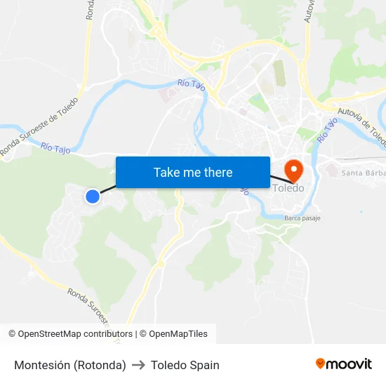 Montesión (Rotonda) to Toledo Spain map