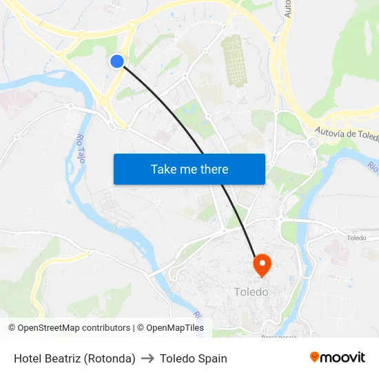 Hotel Beatriz (Rotonda) to Toledo Spain map