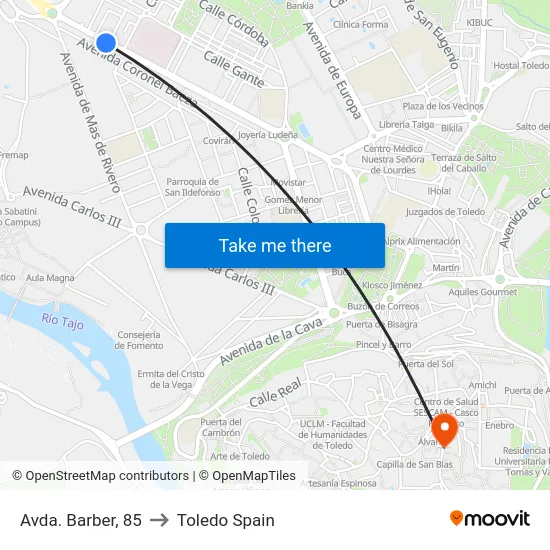Avda. Barber, 85 to Toledo Spain map