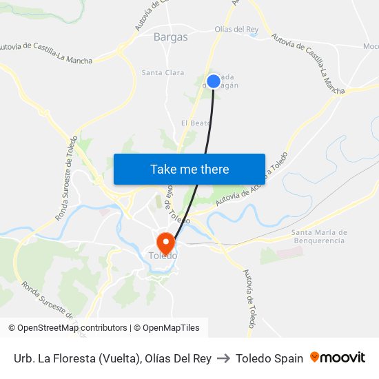 Urb. La Floresta (Vuelta), Olías Del Rey to Toledo Spain map