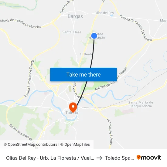 Olías Del Rey - Urb. La Floresta / Vuelta to Toledo Spain map