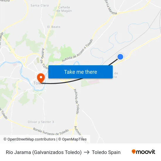 Río Jarama (Galvanizados Toledo) to Toledo Spain map