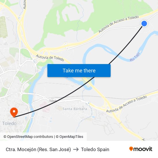 Ctra. Mocejón (Res. San José) to Toledo Spain map