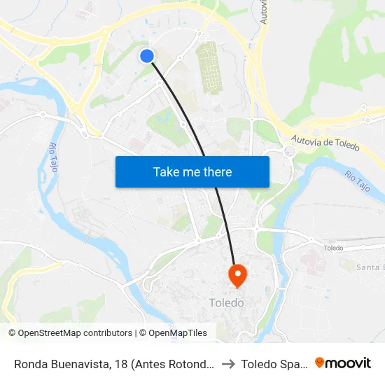 Ronda Buenavista, 18 (Antes Rotonda) to Toledo Spain map
