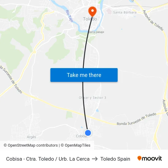 Cobisa - Ctra. Toledo / Urb. La Cerca to Toledo Spain map