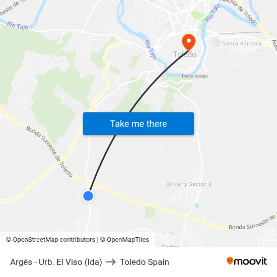 Argés - Urb. El Viso (Ida) to Toledo Spain map