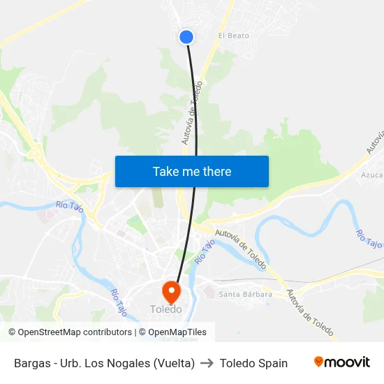 Bargas - Urb. Los Nogales (Vuelta) to Toledo Spain map