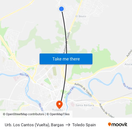 Urb. Los Cantos - Vuelta (Bargas) to Toledo Spain map