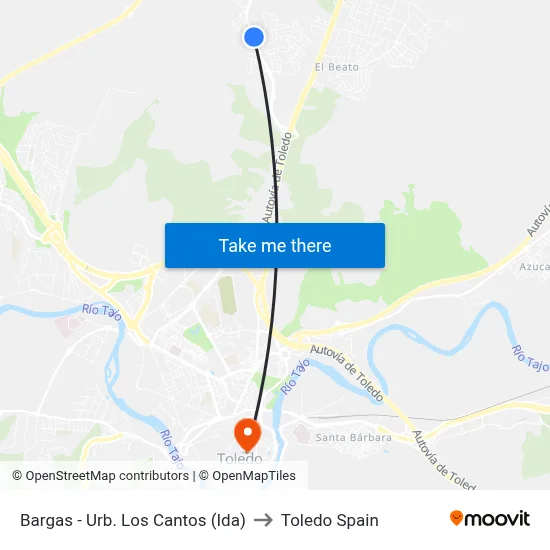 Bargas - Urb. Los Cantos (Ida) to Toledo Spain map