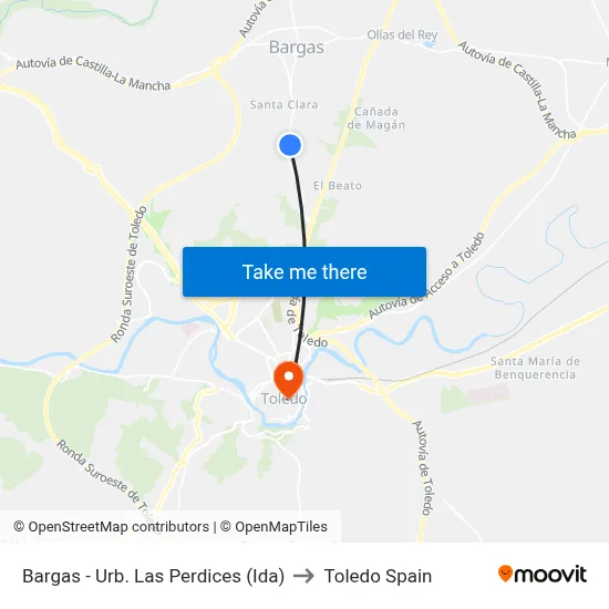 Bargas - Urb. Las Perdices (Ida) to Toledo Spain map