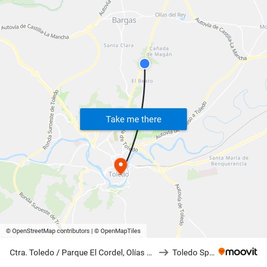 Ctra. Toledo / Parque El Cordel, Olías Del Rey to Toledo Spain map