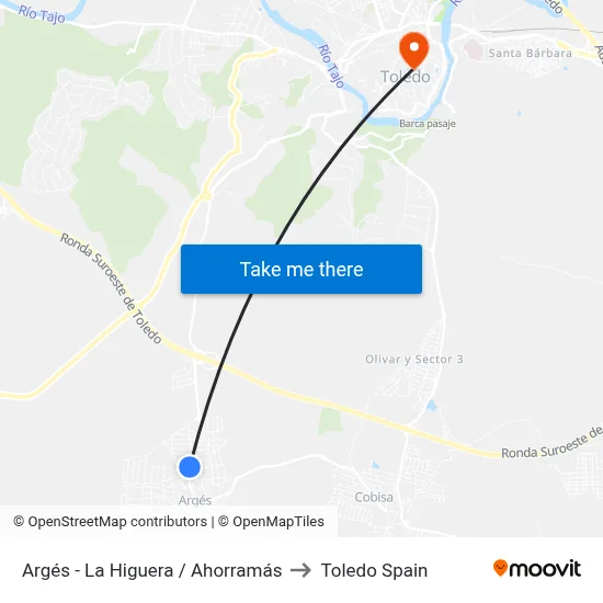 Argés - La Higuera / Ahorramás to Toledo Spain map
