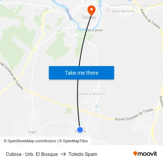 Cobisa - Urb. El Bosque to Toledo Spain map