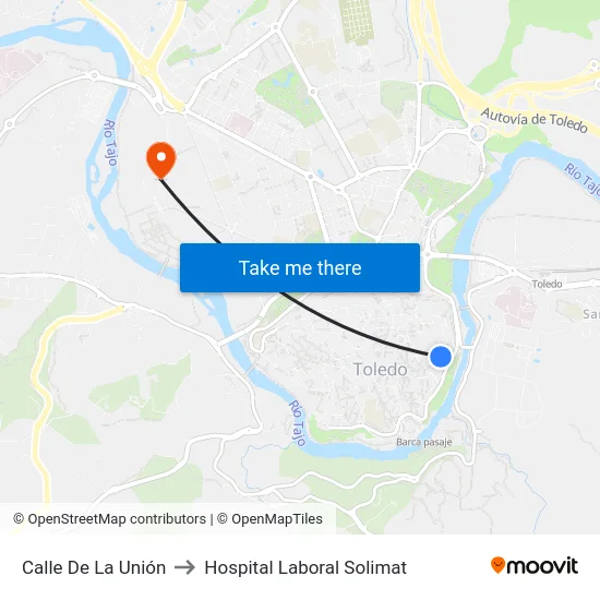 Calle De La Unión to Hospital Laboral Solimat map