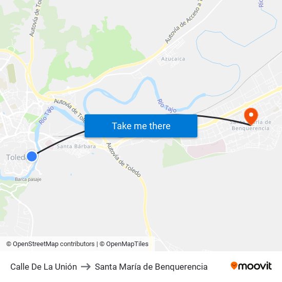 Calle De La Unión to Santa María de Benquerencia map