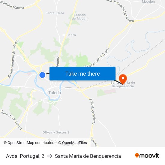 Avda. Portugal, 2 to Santa María de Benquerencia map