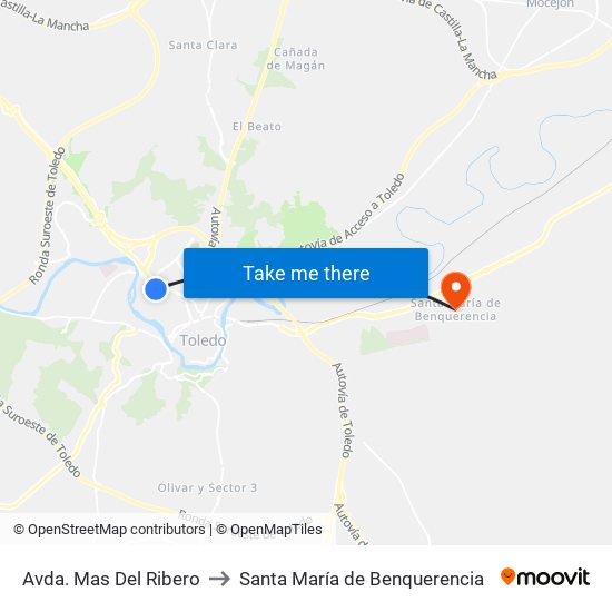 Avda. Mas Del Ribero to Santa María de Benquerencia map