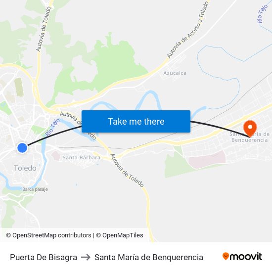 Puerta De Bisagra to Santa María de Benquerencia map