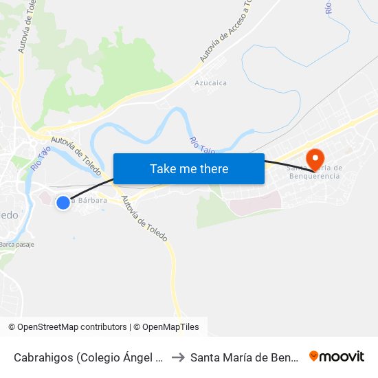 Cabrahigos (Colegio Ángel Del Alcázar) to Santa María de Benquerencia map
