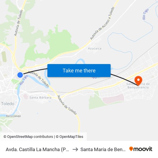 Avda. Castilla La Mancha (Polideportivo) to Santa María de Benquerencia map