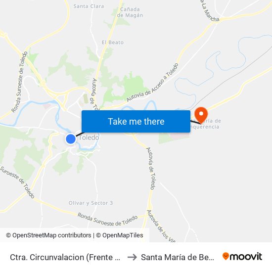Ctra. Circunvalacion (Frente Puente Nuevo) to Santa María de Benquerencia map