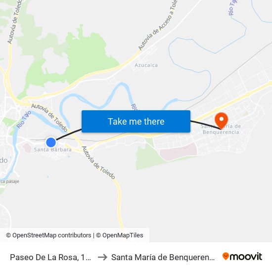 Paseo De La Rosa, 128 to Santa María de Benquerencia map