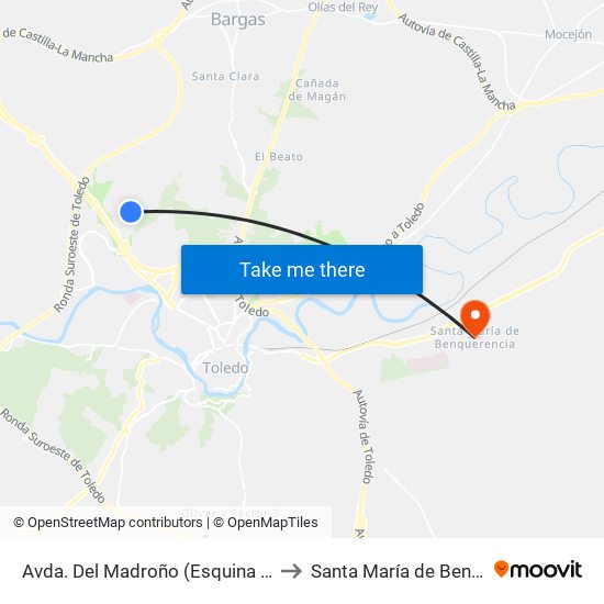 Avda. Del Madroño (Esquina Calle Fresno) to Santa María de Benquerencia map
