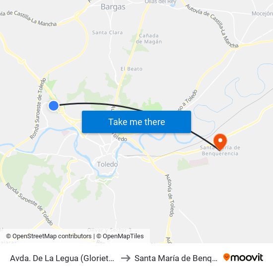 Avda. De La Legua (Glorieta Entrada) to Santa María de Benquerencia map