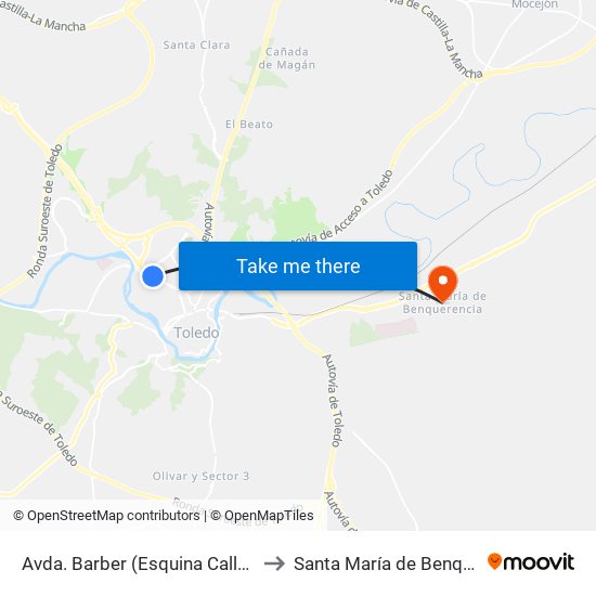 Avda. Barber (Esquina Calle La Rioja) to Santa María de Benquerencia map