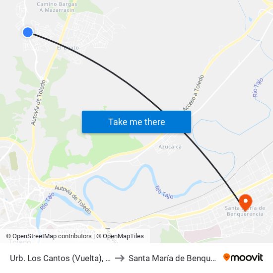 Urb. Los Cantos - Vuelta (Bargas) to Santa María de Benquerencia map