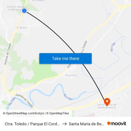 Ctra. Toledo / Parque El Cordel, Olías Del Rey to Santa María de Benquerencia map