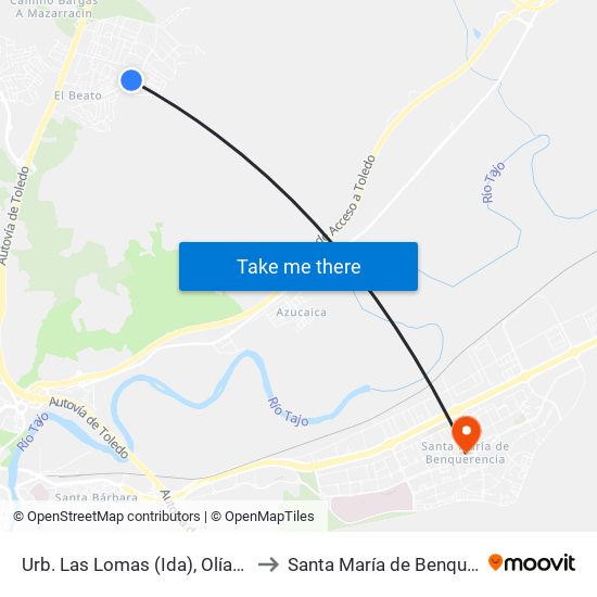 Urb. Las Lomas (Ida), Olías Del Rey to Santa María de Benquerencia map