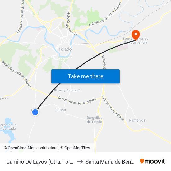Camino De Layos / Ctra. Toledo (Argés) to Santa María de Benquerencia map