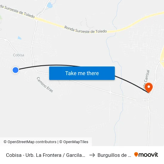 Cobisa - Urb. La Frontera / Garcilaso De La Vega to Burguillos de Toledo map