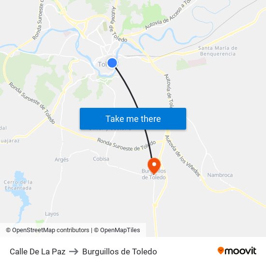 Calle De La Paz to Burguillos de Toledo map